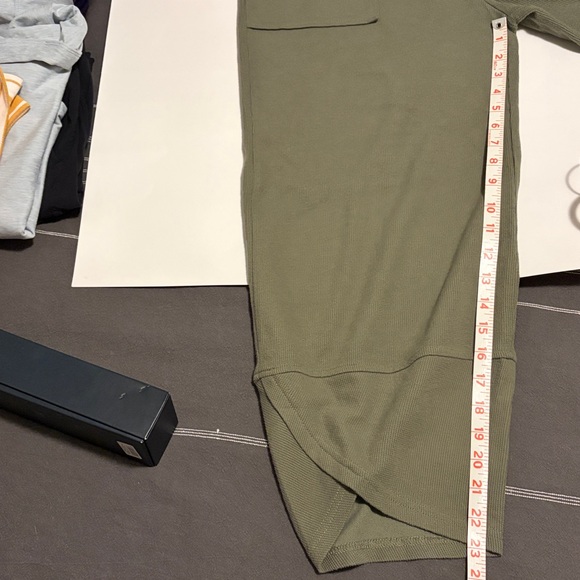 Women’s Olive Green Barrel Waffle Pants - Picture 3 of 4